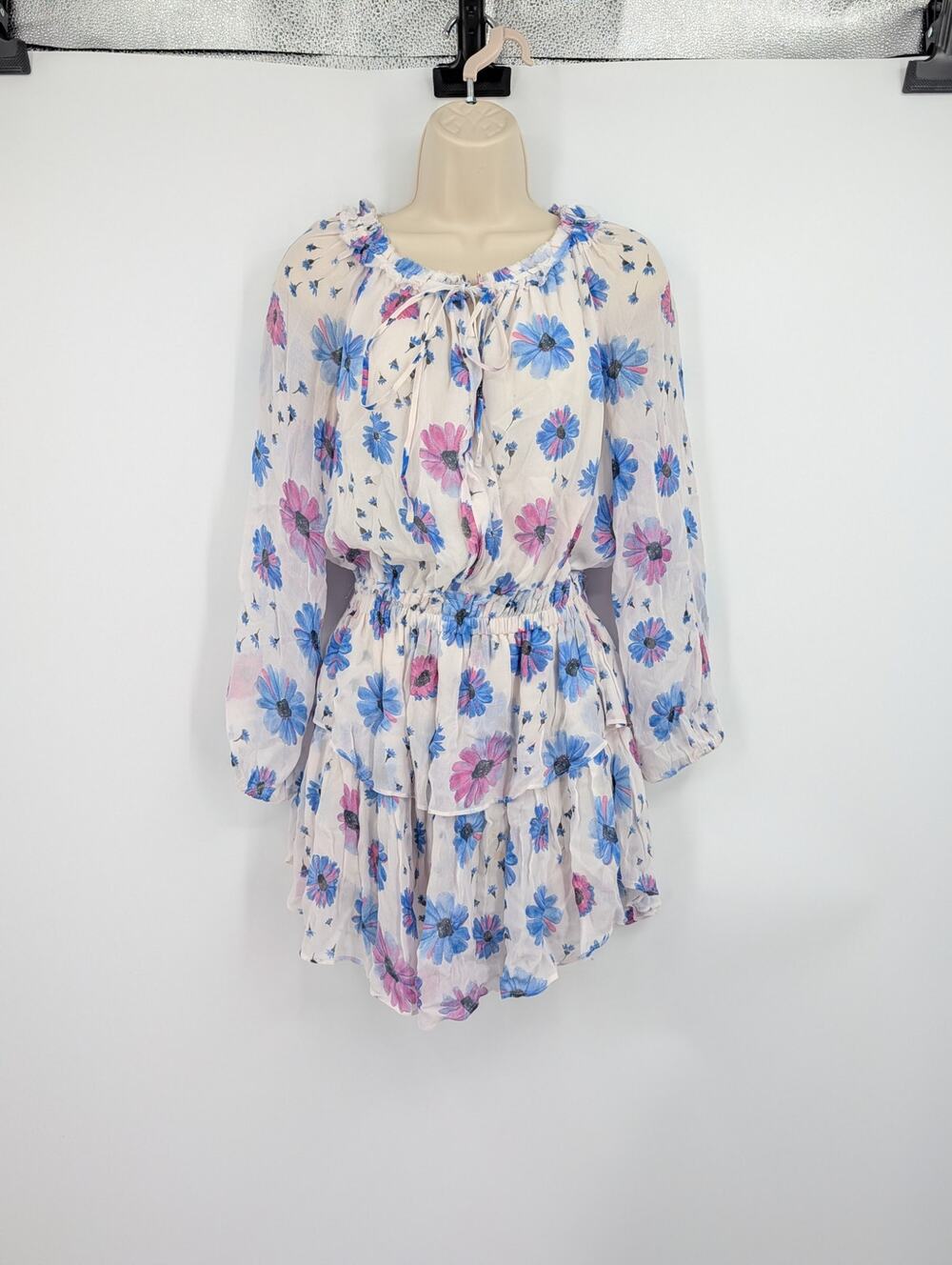 LoveShack Fancy Cotton Candy XS Fairy Dress Floral Sheer Feminine Boho Cottage